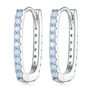 925 Silver Opal Ear Buckles Women Party Earrings Anniversary Jewelry