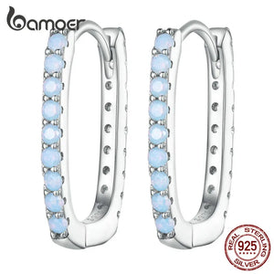 925 Silver Opal Ear Buckles Women Party Earrings Anniversary Jewelry