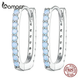 925 Silver Opal Ear Buckles Women Party Earrings Anniversary Jewelry