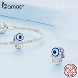 925 Silver Hand Bead Devil's Eye Charm Bracelet Fine Jewelry