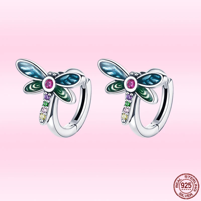 925 Silver Dragonfly Earrings for Women