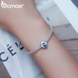 925 Sterling Silver Flower Charms Beads Zircon Pendant For Women