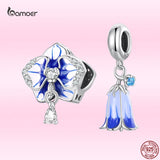925 Sterling Silver Flower Charms Beads Zircon Pendant For Women
