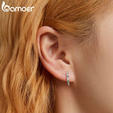 925 Silver Flower Ear Buckles Rainbow Zircon Earrings
