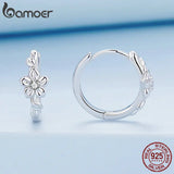 925 Silver Flower&Vine Ear Buckles Hoop Earrings Fine Jewelry Gift
