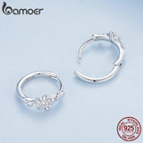 925 Silver Flower&Vine Ear Buckles Hoop Earrings Fine Jewelry Gift