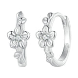 925 Silver Flower&Vine Ear Buckles Hoop Earrings Fine Jewelry Gift