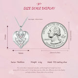 925 Silver Footprint Necklace for Women Hand Heart Pendant