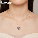 925 Silver Footprint Necklace for Women Hand Heart Pendant