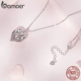925 Silver Footprint Necklace for Women Hand Heart Pendant