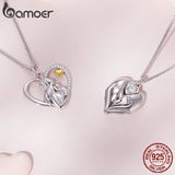 925 Silver Footprint Necklace for Women Hand Heart Pendant