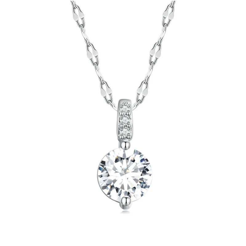 925 Sterling Silver Gemstone Charm Necklace For Women Zircon Chain Link Necklace