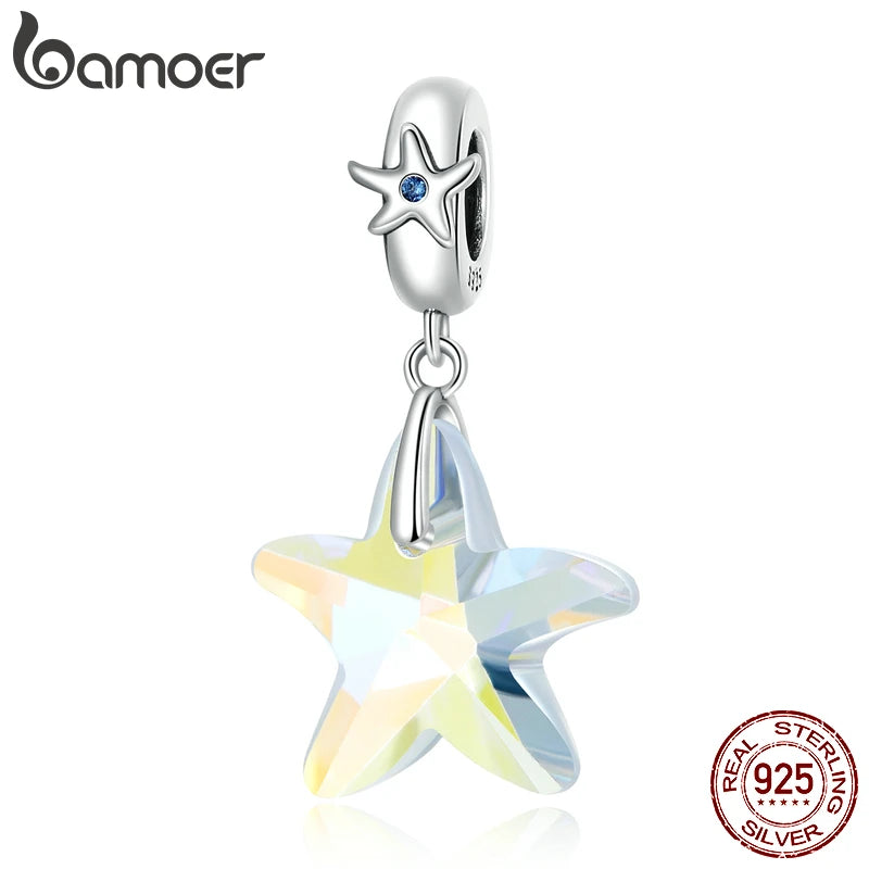 925 Silver Starfish Pendant Charm Bracelet DIY Gift