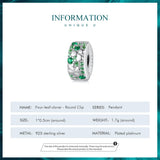 925 Silver Green Zircon Four-leaf-clover Beads Charm