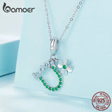 925 Silver Green Zircon Clover Charms for Bracelet Necklace DIY