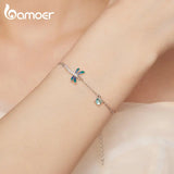 925 Silver Green Enamel Dragonfly Bracelet Women CZ Fine Jewelry
