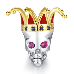 925 Silver Halloween Skeleton Skull Charm Beads Pendant Enamel Witch Jewelry