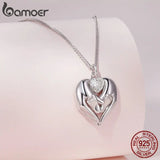 925 Silver Baby Footprint Pendant Necklace Heart Zircon Chain