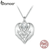 925 Silver Baby Footprint Pendant Necklace Heart Zircon Chain