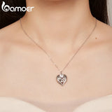 925 Silver Baby Footprint Pendant Necklace Heart Zircon Chain
