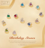 925 Silver Heart Birthstone Beads Charms Multi-color Zircon Pendants