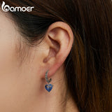 925 Silver Heart Chain Stud Earrings Fine Jewelry