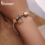 925 Silver Heart Leaf Opal Charm Bead for Bracelet Necklace CZ Pendant