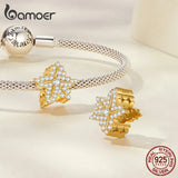 925 Silver Heart Leaf Opal Charm Bead for Bracelet Necklace CZ Pendant