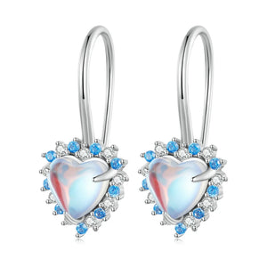 925 Silver Heart Moonstone Ear Buckle Fine Earrings