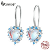 925 Silver Heart Moonstone Ear Buckle Fine Earrings