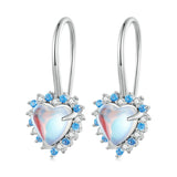 925 Silver Heart Moonstone Ear Buckle Fine Earrings