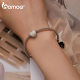 925 Silver Four-leaf Clover Charm Zircon Bracelet BSC743