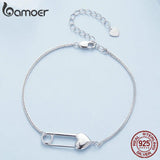 925 Silver Heart Button Pin Bracelet CZ Pave Snake Chain Fine Jewelry