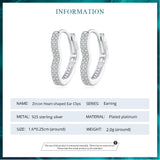 925 Silver Heart Love Hoop Earrings CZ Setting BSE781