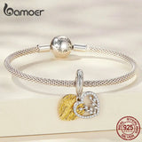925 Silver Heart Leaf Pendant Women DIY Bracelet Bangle Charms Jewelry