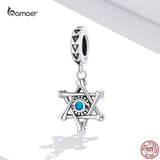 925 Silver Hexagonal Star Demon Eye Pendant Charms DIY Jewelry