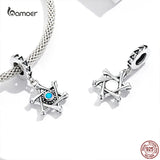 925 Silver Hexagonal Star Demon Eye Pendant Charms DIY Jewelry
