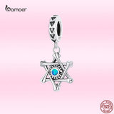 925 Silver Hexagonal Star Demon Eye Pendant Charms DIY Jewelry