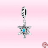 925 Silver Hexagonal Star Demon Eye Pendant Charms DIY Jewelry