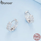 925 Silver Hollow Pattern Ear Buckles InterWeave Hoop Earrings for Women