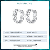 925 Silver Hollow Pattern Ear Buckles InterWeave Hoop Earrings for Women