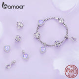 925 Silver Infinite Love Charms Purple CZ Wedding Beads