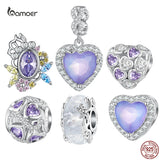 925 Silver Infinite Love Charms Purple CZ Wedding Beads