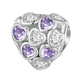 925 Silver Infinite Love Charms Purple CZ Wedding Beads