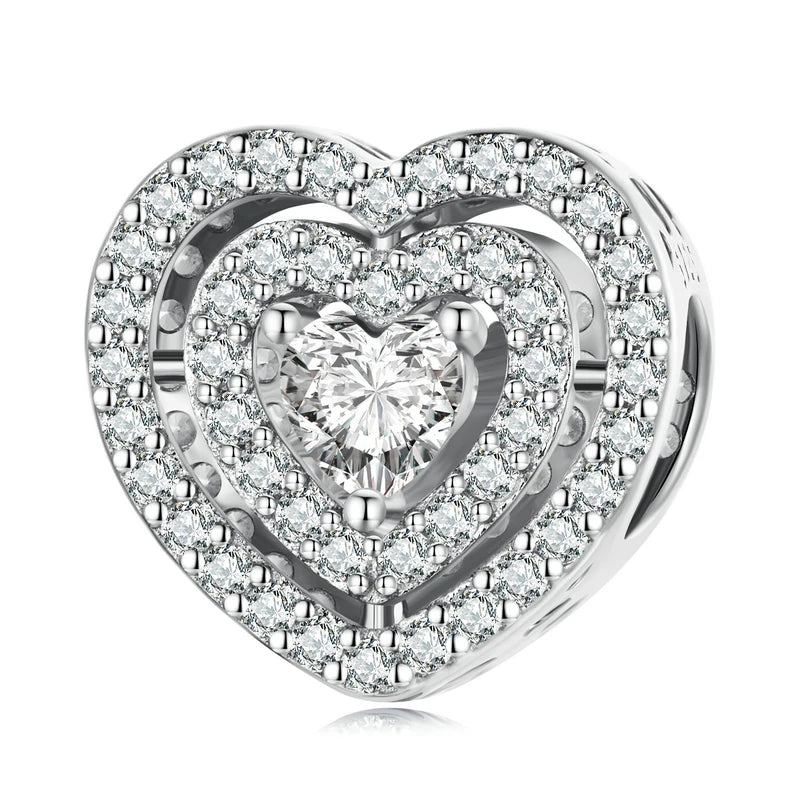 925 Silver Infinite-heart Zircon Bead Clover Pendant