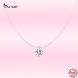 925 Silver Invisible Chain Necklace Choker Zircon Couple Accessory SCN332