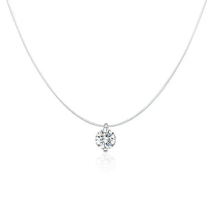 925 Silver Invisible Chain Necklace Choker Zircon Couple Accessory SCN332