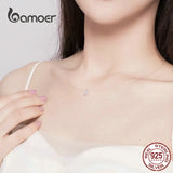 925 Silver Invisible Chain Necklace Choker Zircon Couple Accessory SCN332