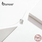 925 Silver Invisible Chain Necklace Choker Zircon Couple Accessory SCN332
