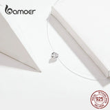 925 Silver Invisible Chain Necklace Choker Zircon Couple Accessory SCN332
